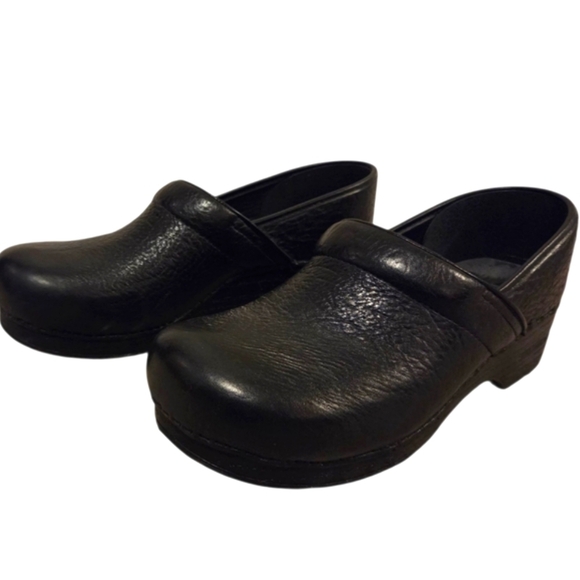 Dansko Black Embossed Pebble Leather Slide On Clog Shoes Medical Comfort Size 44 - Picture 1 of 8